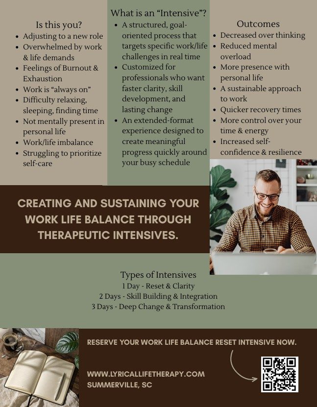 Work-Life Balance Therapy Intensives flyer